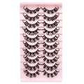 Set van 10 paar Russische DD curl valse wimpers, vol zwart op een roze tray - Russische dikke stijl (TK18) / DD Krul
