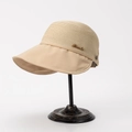 Dettaglio cappello parasole beige con corona traspirante e raffinato logo in metallo - M (56-58cm) / Bianco Sporco