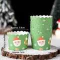 50-pack green Christmas cupcake liners with Santa prints and dimensions 5.9x5x4.5 cm - Paper Cups Santa Sock 50pcs