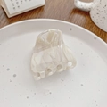 Chic marble patterned acetate hair claw clip in a creamy white finish for women - Striped Milky White