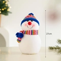 Bonhomme de neige en peluche de 27cm avec bonnet et écharpe rayés pour décor de Noël - 27cm / Bonhomme de neige à chapeau bleu de Noël