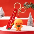 Portachiavi omino di pan di zenzero con cinturino rosso Merry Christmas e gancio dorato - Omino di pan di zenzero (Stile natalizio)