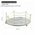 Small round gold geometric mirrored tray with rope texture rim and ball feet support - Small Round Lace Mirror Tray / Gold