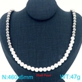 Collana placcata oro 18K con mezze perle argentate e mezze perle di conchiglia bianche - Collana Colore Acciaio (KN288619-Z)
