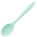 One-piece heat resistant silicone cooking spoon in light green with hanging hole - Solid Spoon / Mint Green