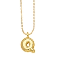 3D balloon letter Q pendant necklace in gold finish with faceted bead chain for women - Letter Q