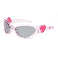 Pink heart-shaped polarized kids sunglasses with translucent jelly frames and gray lenses - Transparent Pink