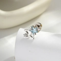 Orecchino a stella in argento per cartilagine con zircone blu chiaro e retro piatto - Stile Zircone Stella Blu Chiaro (A843-3)