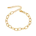 18k vergoldetes Edelstahl-Gliederkettenarmband mit verstellbarem Karabinerverschluss - Goldenes Armband mit Dicker Kette (16+5cm)