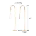 Elegant 18K gold plated minimalist threader earrings with 5cm long dainty chain tassels - NE1038 T-shaped Tube