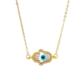 Goldene Hamsa-Hand-Halskette mit natürlicher Perlmutt-Einlage und blauem Evil Eye - Hamsa Hand Perlmutt