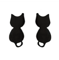 Minimalist black stainless steel cat silhouette stud earrings set for daily wear - Slim Cat / Black