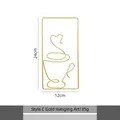 Minimalist gold metal wire wall art featuring coffee cup design 24cm height - Style C / Gold