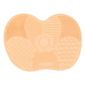 Beige heart-shaped silicone makeup brush cleaning mat with textured surface - Small / Nude