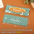 100 τεμάχια 15x5,5cm πράσινες σακούλες με καρό σχέδιο για σφράγιση σνακ τραγανού ρυζιού - Πράσινο Καρό / Συσκευασία των 100