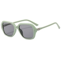 Schicke hellgrüne quadratische Sonnenbrille mit grauen Gläsern und Metallnieten - Grün