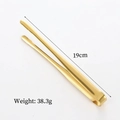 Golden 19cm stainless steel food tongs with serrated tips for ice or BBQ, weighing 38.3g - Gold Small (304 Stainless Steel)