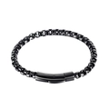 Pulsera de eslabones cubanos para hombre en acero inoxidable negro con cierre seguro - 19cm / Negro