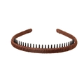 Brown beaded headband with non-slip internal teeth and soft fabric wrapping - 127 Solid-Dark Coffee