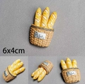3D resin baguette bread basket fridge magnet with French Pain label, size 6x4cm - Bread Basket