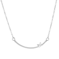 Chic silver stainless steel necklace featuring a minimalist smile bar and butterfly pendant - Arc Butterfly (Smile Style) Steel Color
