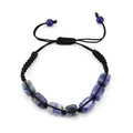 Handmade woven bracelet with seven blue marble rectangular stones and adjustable cord - Blue Sodalite