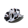 Classic western cow print fedora hat with wide brim and cattle pattern for outdoor sun protection - Beige Cow Print (Style B)
