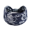 Elastisches böhmisches dunkelblaues Paisley-Stirnband für Damen Yoga und Sport - Dunkelblau Weiß Paisleymuster Gefaltet(#181)