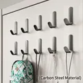 10er-Set mattschwarze Wandhaken aus Kohlenstoffstahl zum Kleben ohne Bohren - 10 Stück Packung / Schlanker Kohlenstoffstahl / Klassisches Schwarz