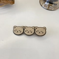 Cute cartoon cat hair clip in brown and beige tones for daily hairstyling - Khaki