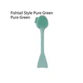 Dual-head silicone face cleanser brush with fish tail handle in mint green finish - Double-headed Fish-tail / Green