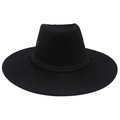 Classic black felt western cowboy hat with wide brim and braided cord decoration - Adult (57-60cm) / Black