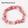 Elastic bracelet made of irregular mahogany grain natural stones with silk luster - Red Wood Grain Stone