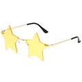 Irregular star shaped rimless sunglasses with yellow lenses and gold metal frame - Gold Frame Yellow Lenses