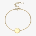 Elegant gold plated S925 sterling silver chain bracelet with polished round pendant - 925 Silver / Smooth Round Plate