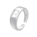Silver hollow butterfly open ring with adjustable minimalist metal band design - White Gold Hollow Butterfly