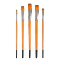 5-piece set of orange flat nylon artist brushes for acrylic, oil, and watercolor painting - 5Pcs Flat Peak HB095A / Bright Orange