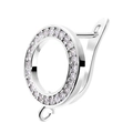 Close-up of silver-plated round earring clasp with purple zircon stones and small loop - Silver Pink Zircon Ring (Style 27)