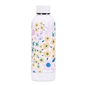 White stainless steel vacuum insulated bottle featuring a colorful floral pattern design - White Colorful Floral