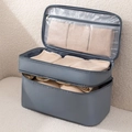 Grey dual-layer travel organizer bag for underwear and bras with mesh compartments - Gray