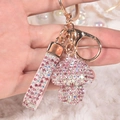 Sparkling pink rhinestone mushroom keychain with matching crystal hand strap and gold clasp - Mixed Pink