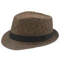 Cappello fedora da uomo in paglia marrone con nastro nero per protezione solare - M (56-58cm) / caffè