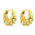 Minimalist 18K gold plated U-shaped twisted hoop earrings with glossy spiral texture finish - 1 Pair / Gold Twisted Round