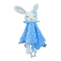 Blue bunny baby security blanket with minky dot fabric and star-shaped teether - Blue Rabbit