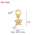 Miniature gold-plated star pendant with six white zircons and dimensions marked - Super Mini Pentagram / Gold