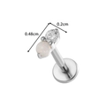 Titanium labret stud featuring 0.2cm zircon and 0.48cm white synthetic opal stones - Silver Zirconia & White Bead (T2551-6#Silver)