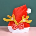Red Christmas hat with golden glitter reindeer antlers and white snowflake patterns - Adult Thickened Antlers Hat-Gold