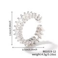 Detailed view of silver ring with clear square zircons and size measurements shown - Silver-White Zirconia