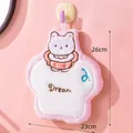 Pink bear hanging hand towel in soft coral fleece with Dream embroidery 23x26cm - Pink Bear / Pink