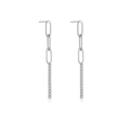 Elegante S925 sterling zilveren druppeloorbellen met schakelkettingen en zirkoonrij - Ketting Pavé Stijl / Platina Witte Steen